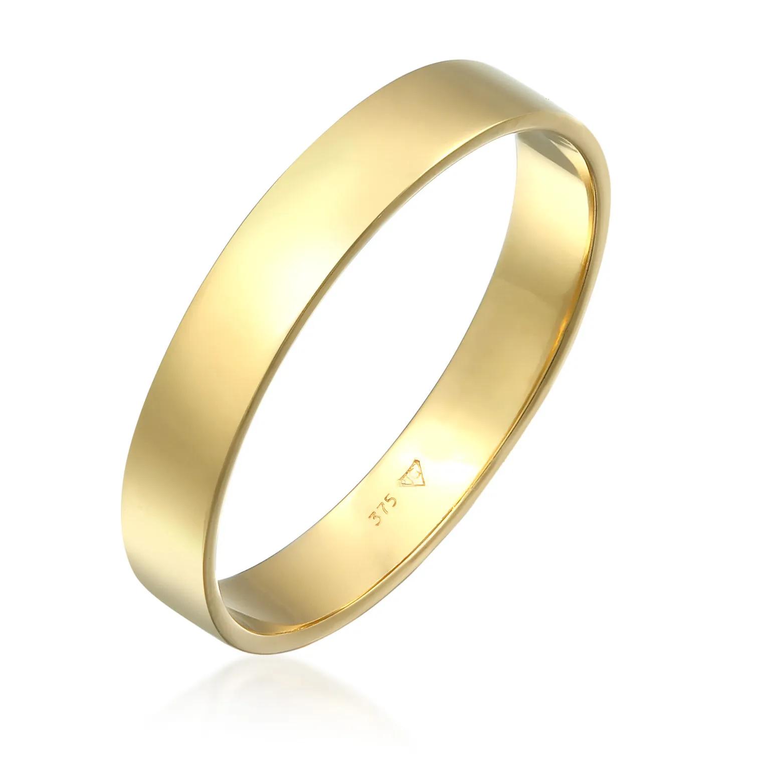 Kuzzoi Ringe - Ring Bandring Herrenring Freundschaftsring 375 Gel - Gr. 66 MM - in Gold - für Damen