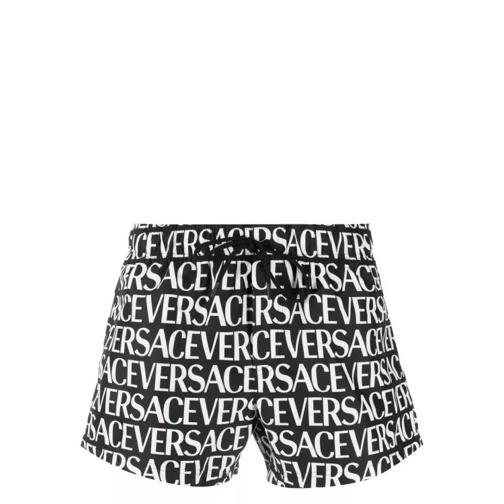 Versace Logo-Print Swim Shorts Black 