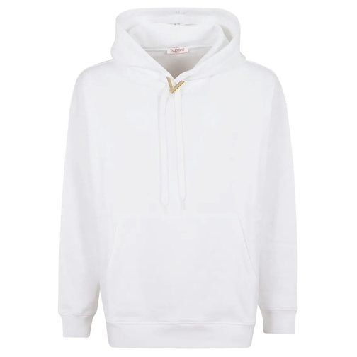 Valentino Hoodie Pure Cotton Hooded Sweatshirt White