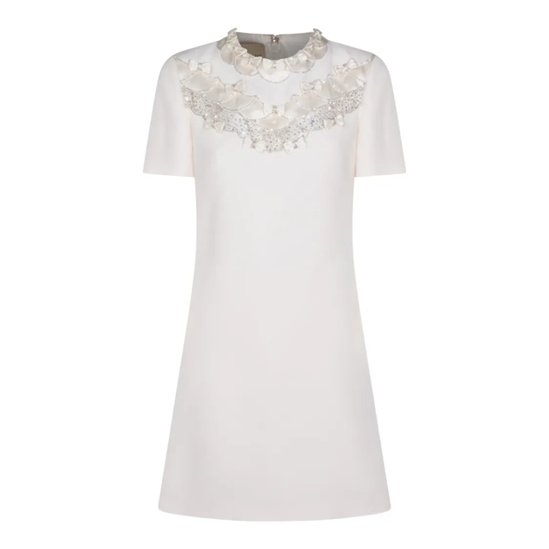 Valentino Garavani Mini-robe A-Line Ivory Mini Dress White