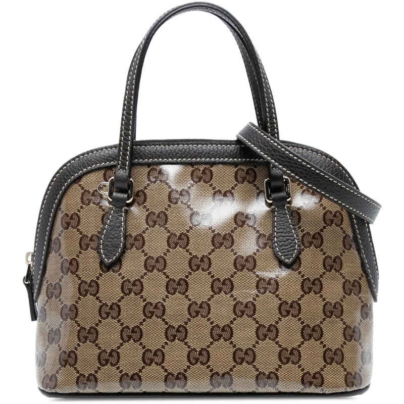 Gucci Schultertasche Mini GG Crystal Dome Satchel braun