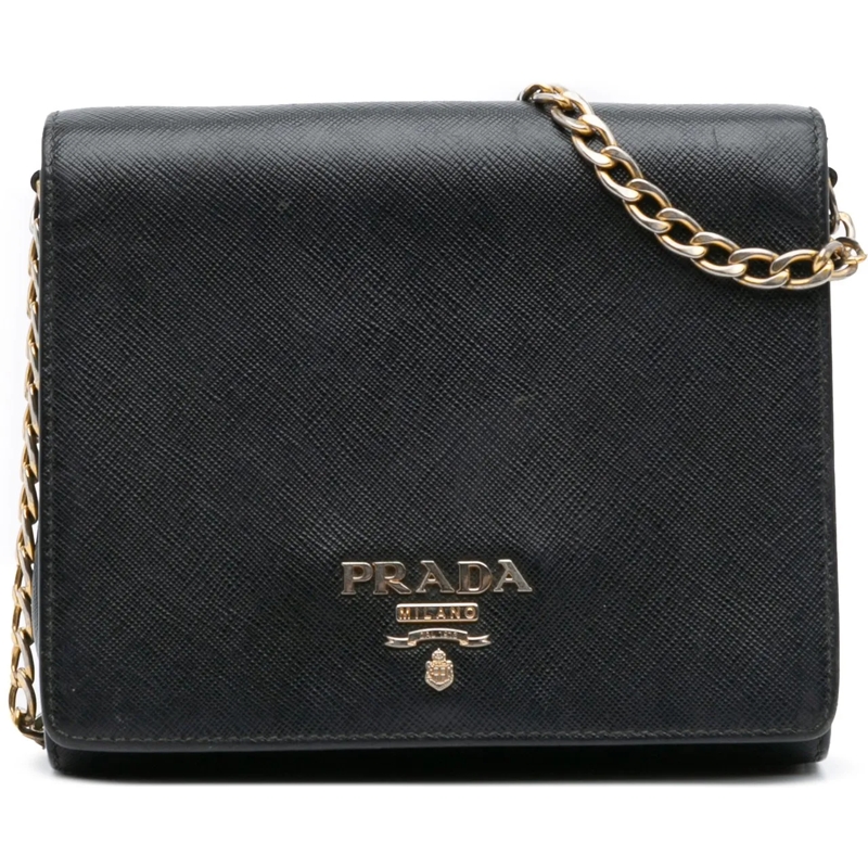 Prada Sac à bandoulière Saffiano Chain Crossbody schwarz