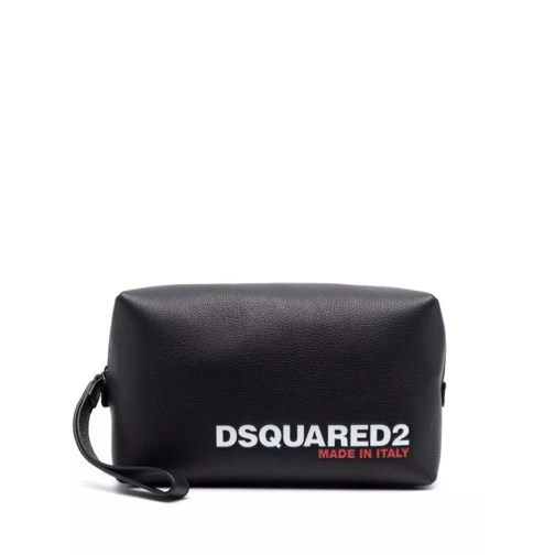 Dsquared2 Logo-Print Leather Wash Bag Black Crossbody Bag