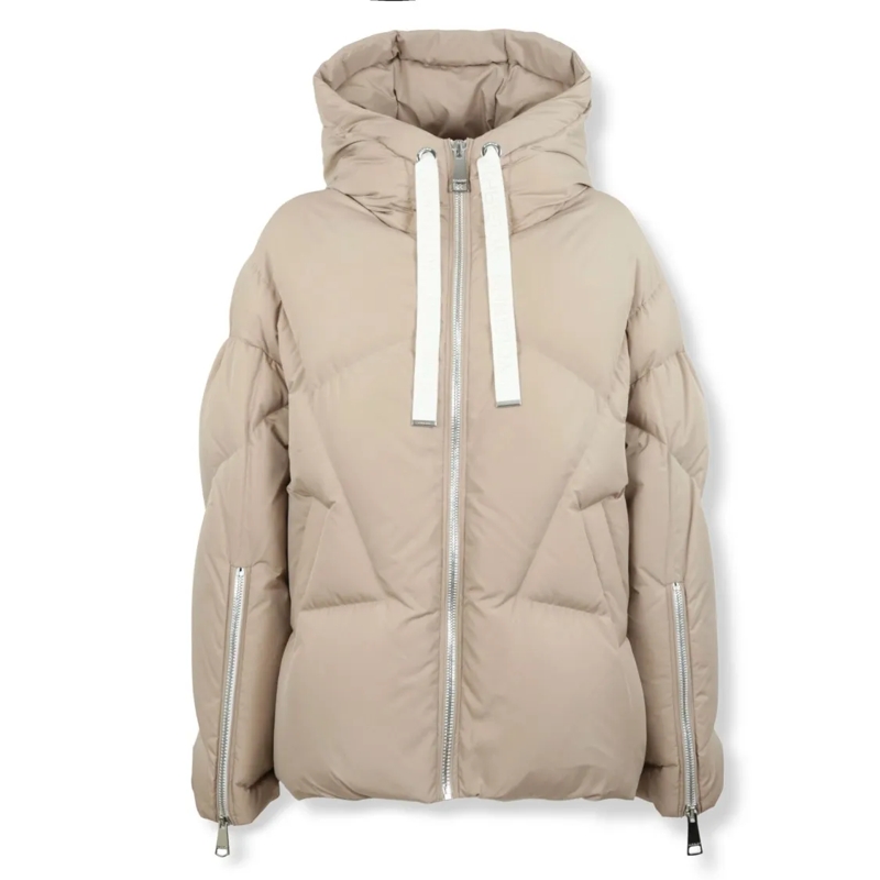 Khrisjoy  Structured Short Coat With Contrasting Fabric Text Neutrals