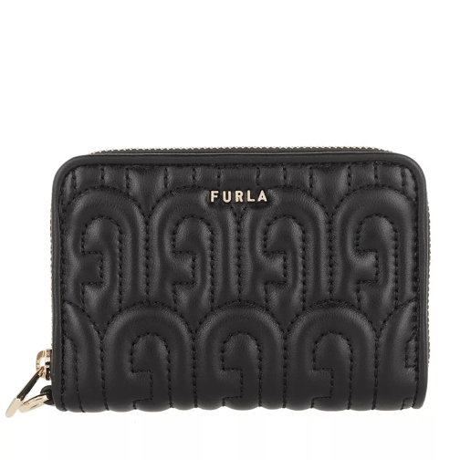 Furla Cosy Small Zip Around Wallet Nero Portemonnaie mit Zip-Around-Reißverschluss