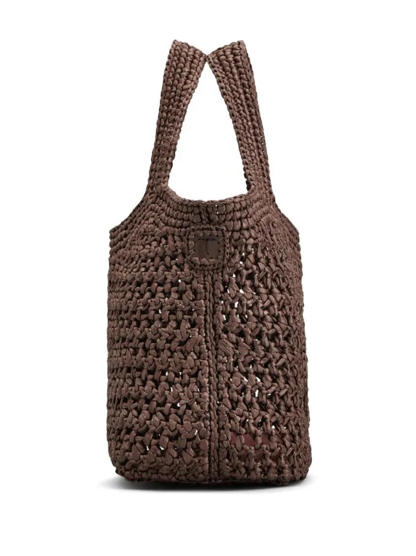 TOD'S Totes & shoppers Woven Leather Handbag With Logo Patch in bruin
