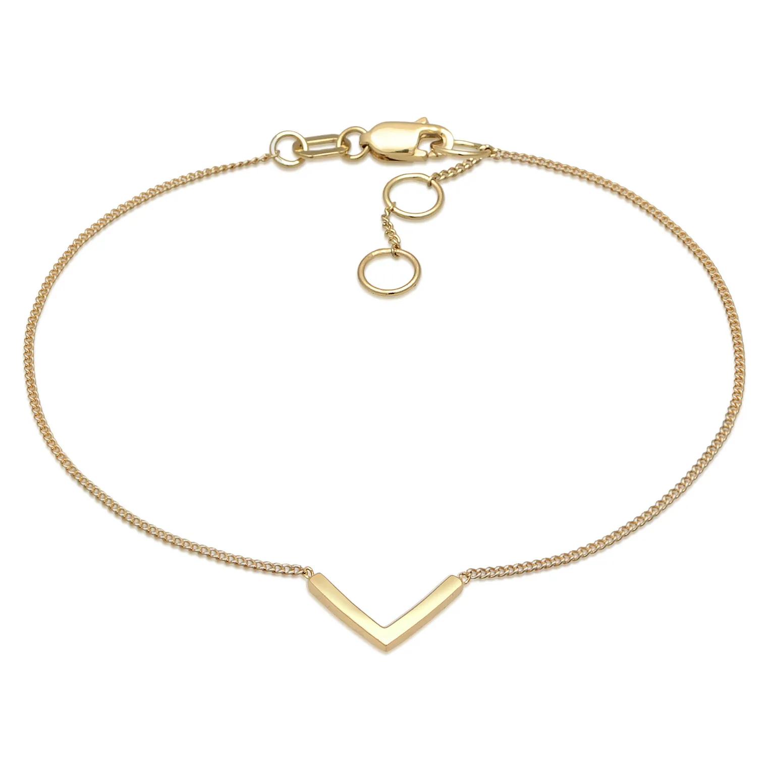 Elli Armbänder - Armband V-Anhänger Geo Minimal 375 Gelbgold - Gr. 16 CM - in Gold - für Damen