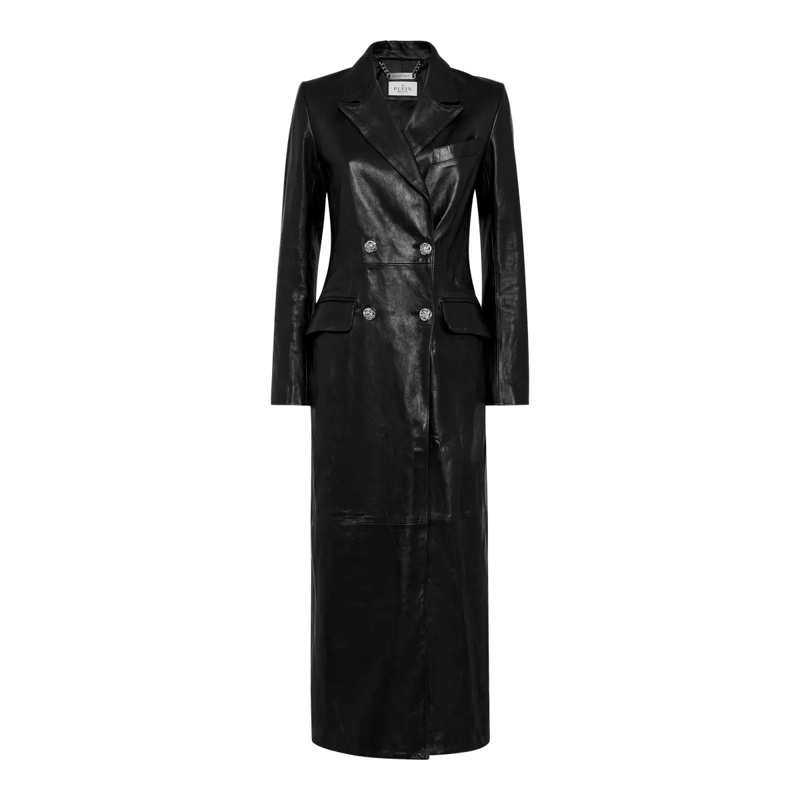 Philipp Plein Wintermantel Long Coat Signature schwarz