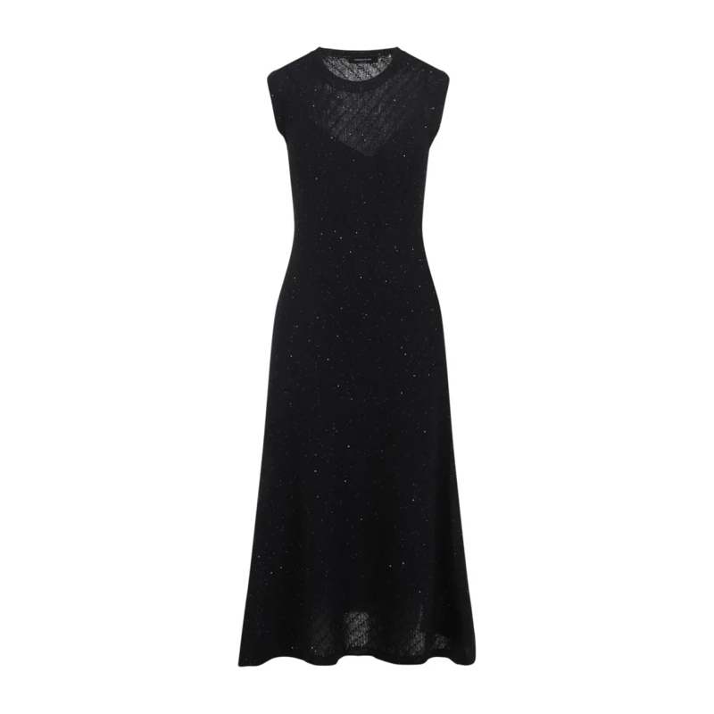 Fabiana Filippi Robe de soirée Sleeveless A-Line Evening Dress With Subtle Sparkl Black