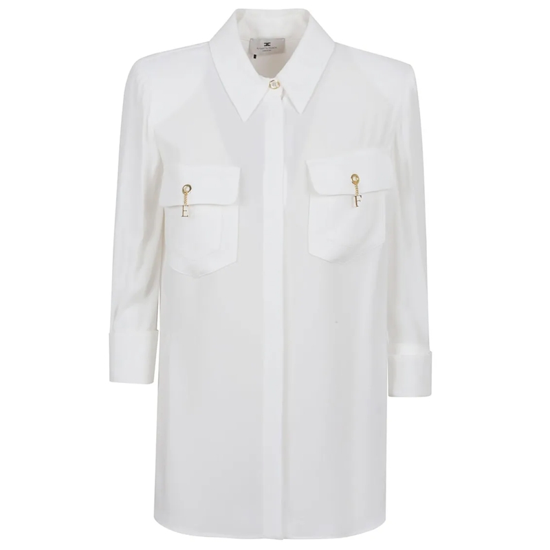 Elisabetta Franchi Chemise White Viscose Shirt With Classic Collar White