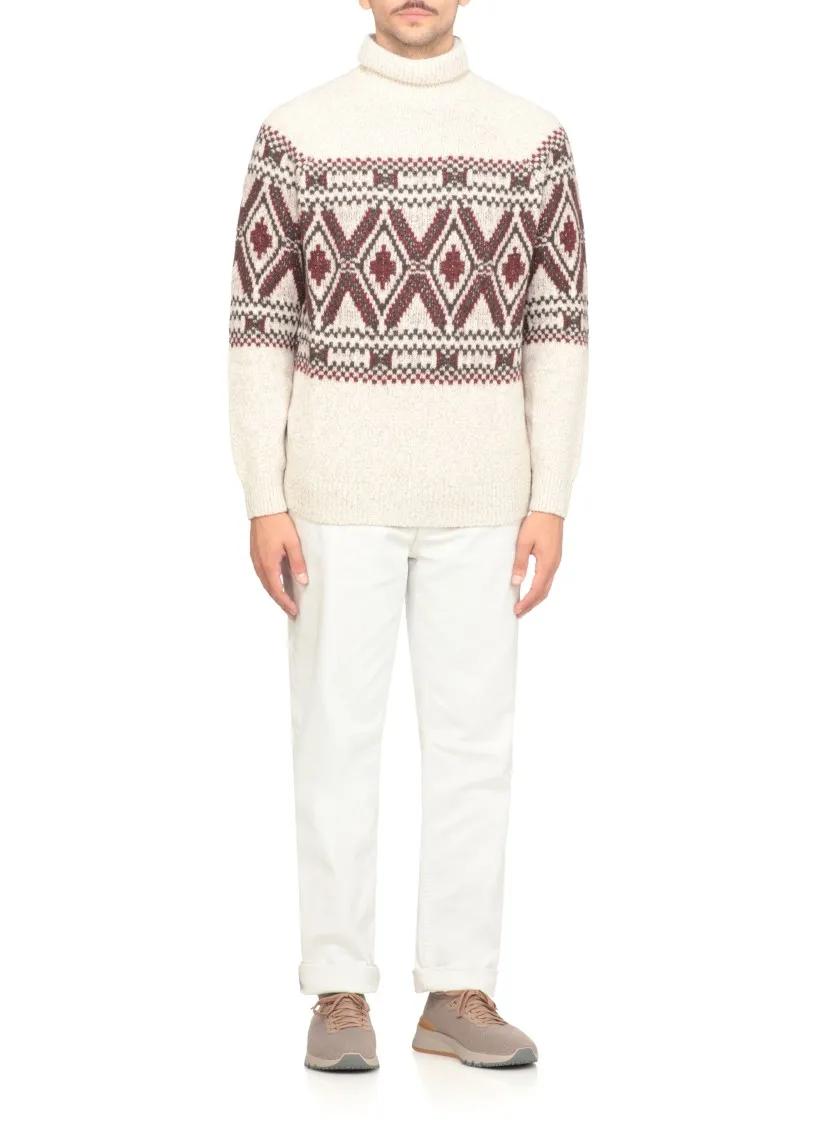 Thumbnail - Brunello Cucinelli Low-Top Sneaker - Wool Knitted Sneakers With Leather Accents - Gr. 41 (EU) - in Braun - für Damen