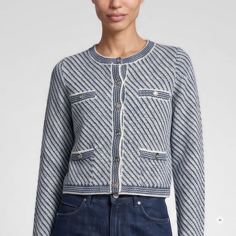Marc Aurel Jacke Strickjacke- Aufgesetzte Taschen- Metallknöpfe blau(Image 3)