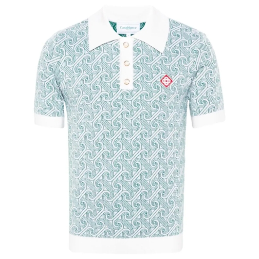 Casablanca White Jacquard Monogram Polo T-Shirt Multicolor Polohemd