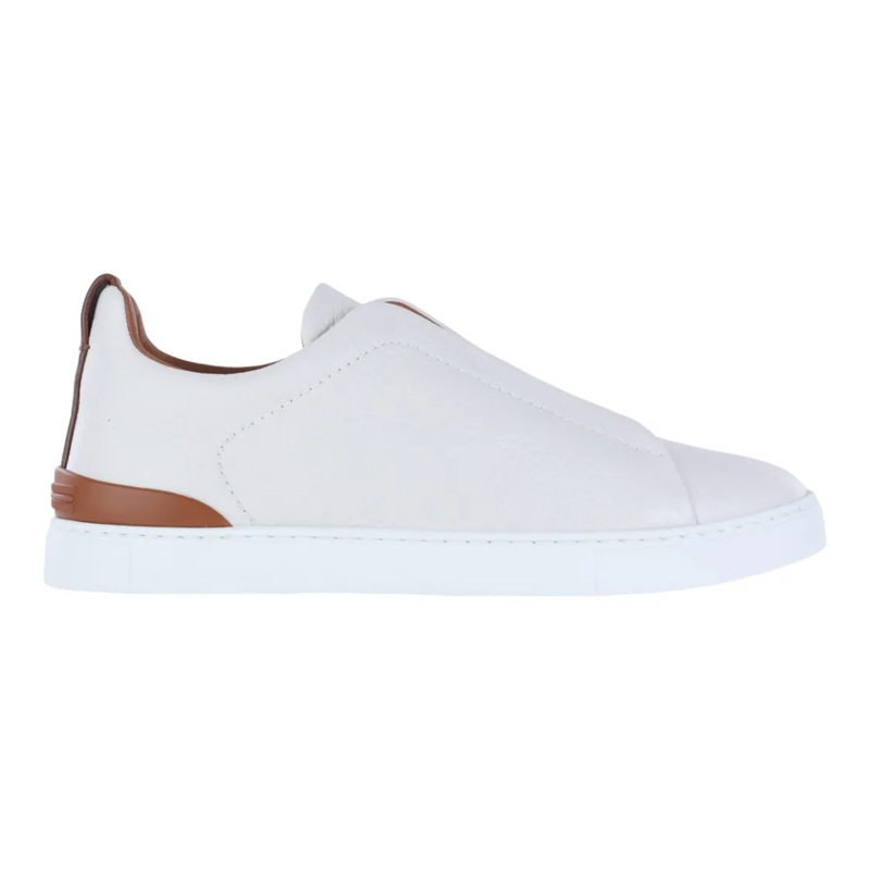 Zegna Low-Top-Sneaker Low-Top Leather Sneakers With Textured Finish White