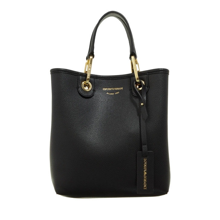 Emporio Armani Shopping Verticale Simil Cervo Nero Silver Tote