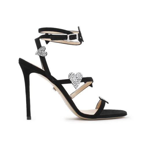 Mach&Mach Sandale Black Suede Leather Petit Coeur Sandal Black