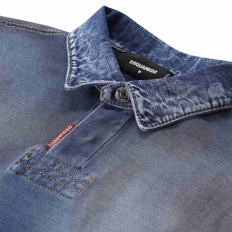 Dsquared2 Polo Langarm-Poloshirt im Denim-Style blau(Image 4)