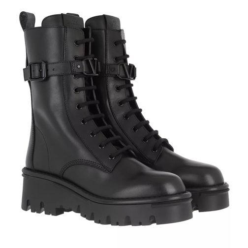Valentino Garavani High Combat Boots Leather Black Boot