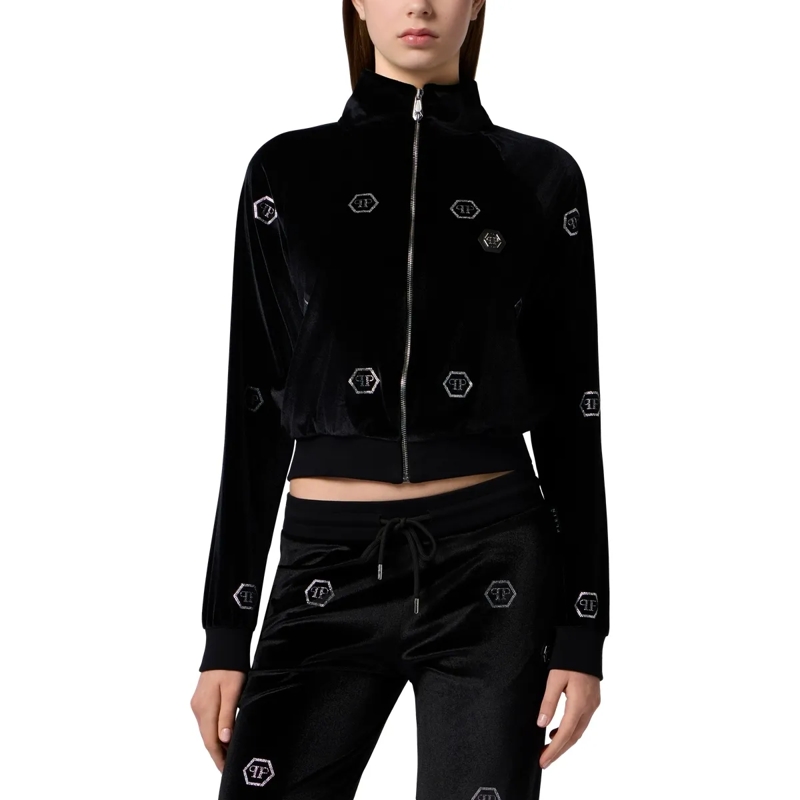 Philipp Plein Daunenjacke Chenille Tracksuit Jacket Mini Monogram Crystal Mo schwarz(Image 3)