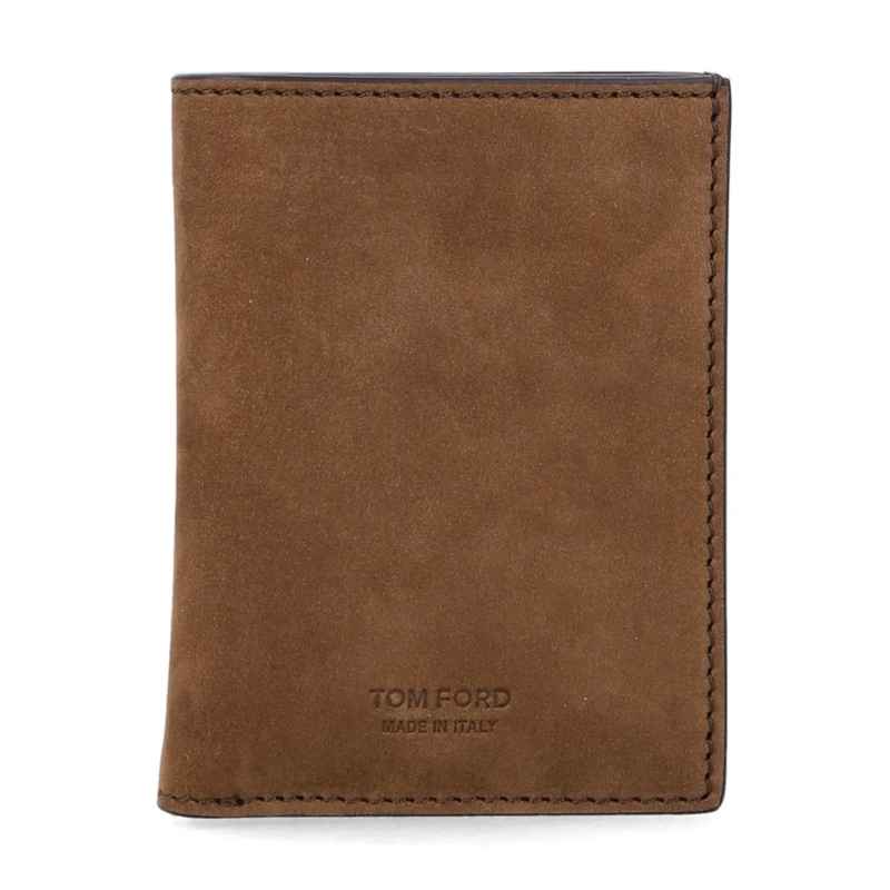 Tom Ford Porte-monnaie Nubuck Leather Card Holder Brown