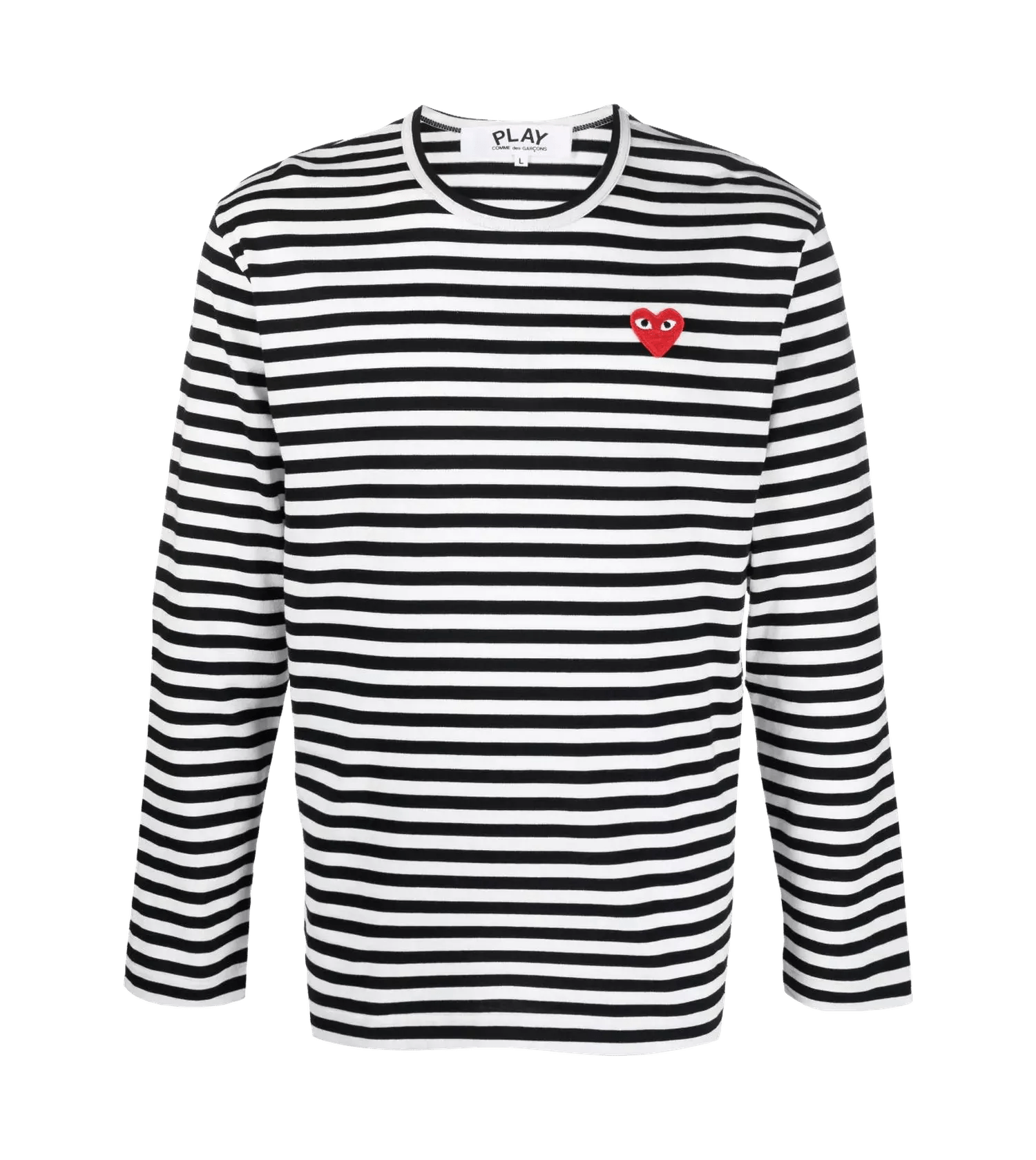 Comme des Garcons Play - Gestreiftes Longsleeve mit Play-Herz - Größe S - black