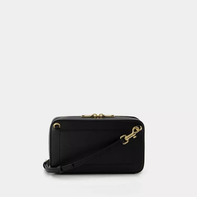 Dolce&Gabbana Shoppers Dg Logo Camera Crossbody Black Leather in zwart