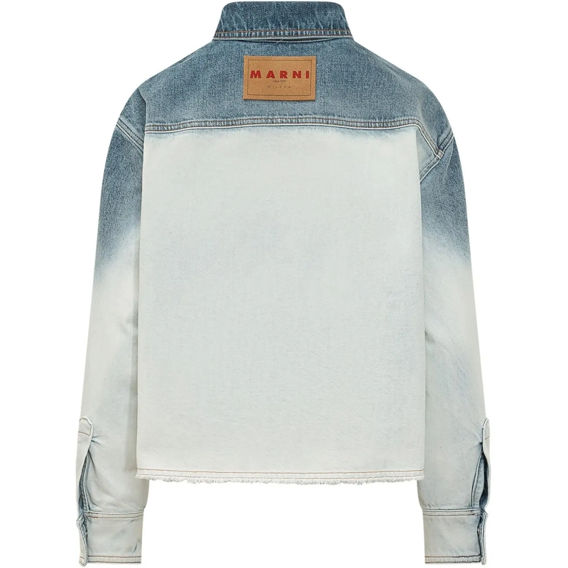 Marni Bluse Camicia Denim con Tasche Applicate e Sfumatura blau(Image 2)