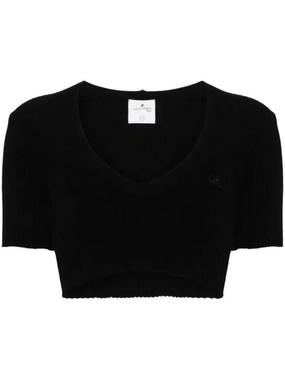 Courrèges - Cropped Top - Größe XS - black