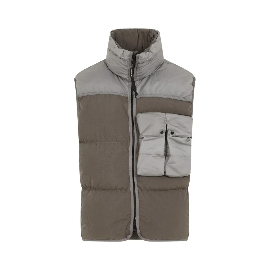 CP Company - Walnut Grey Vest In Eco Chrome E Mixed - Größe S - grau