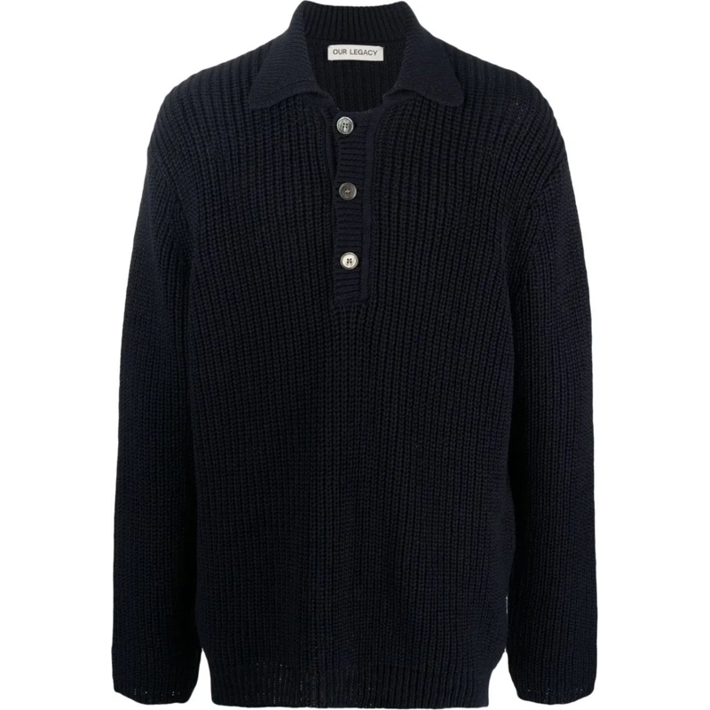 Our Legacy  Big Piquet Navy Cotton Chunky Rib blau