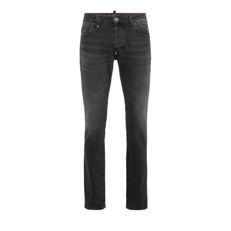 Philipp Plein Jeans mit geradem Bein Supergerader Schnitt Monogram schwarz