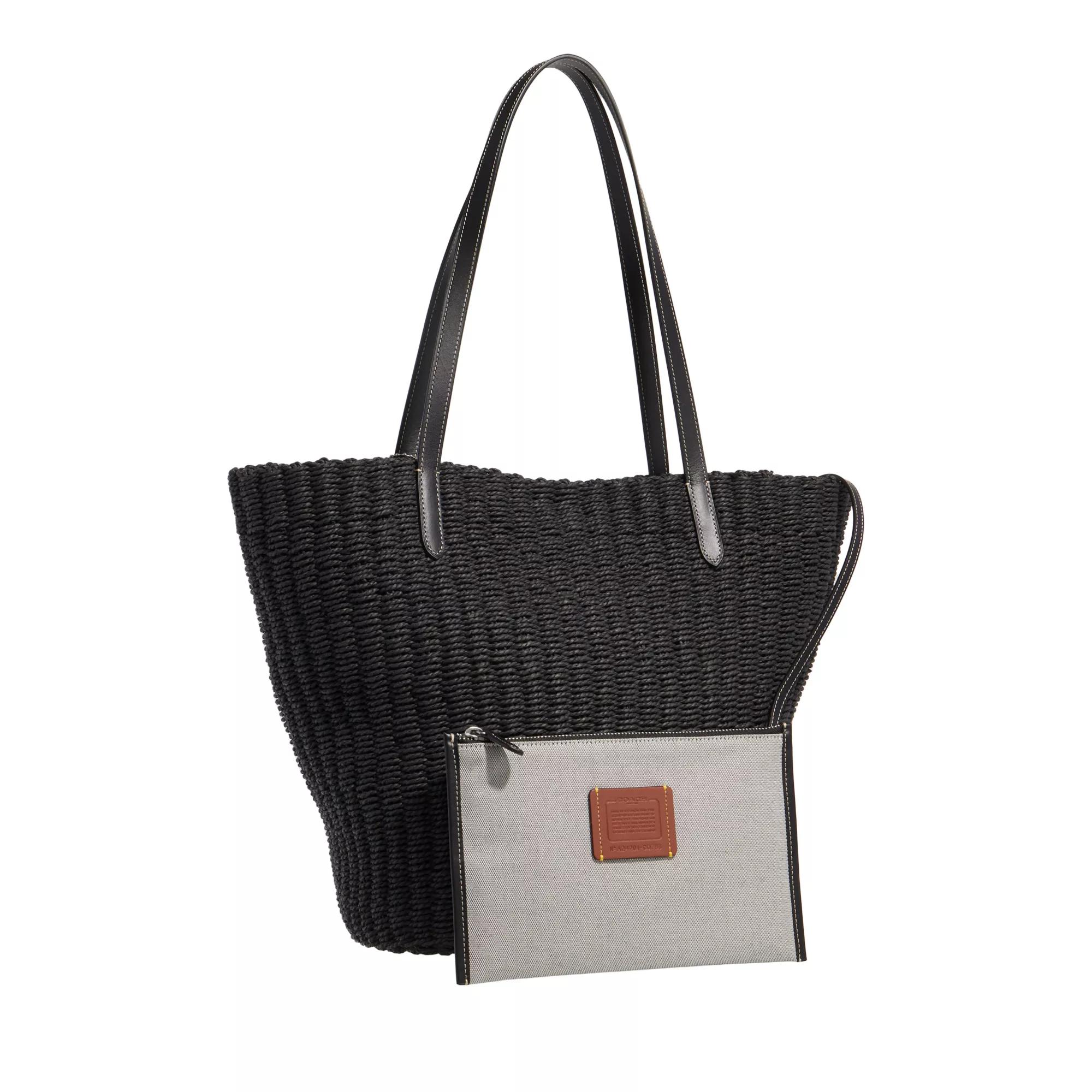 Coach Straw Tote Black Basket Bag