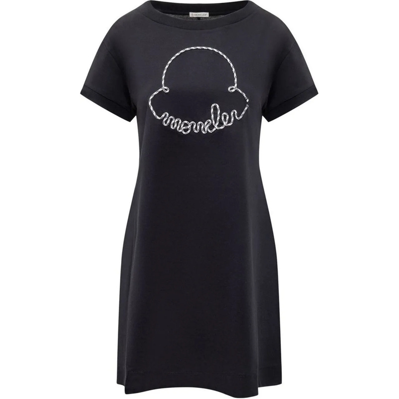 Moncler Midikleid Cotton Logo Mini Dress Black