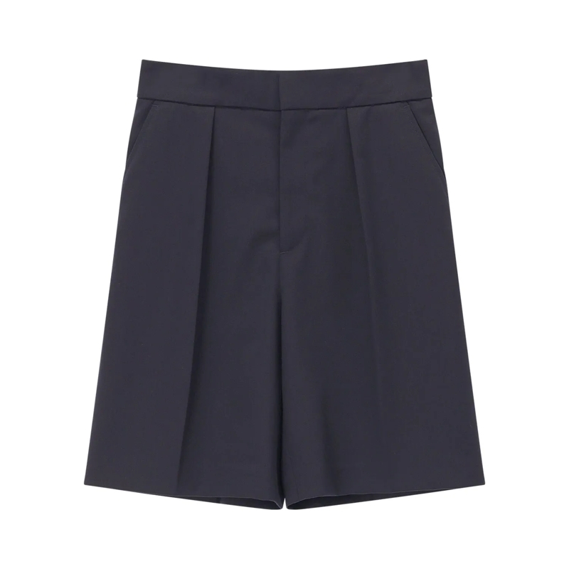 Victoria Beckham Bermuda Shorts aus Woll-Mix blau