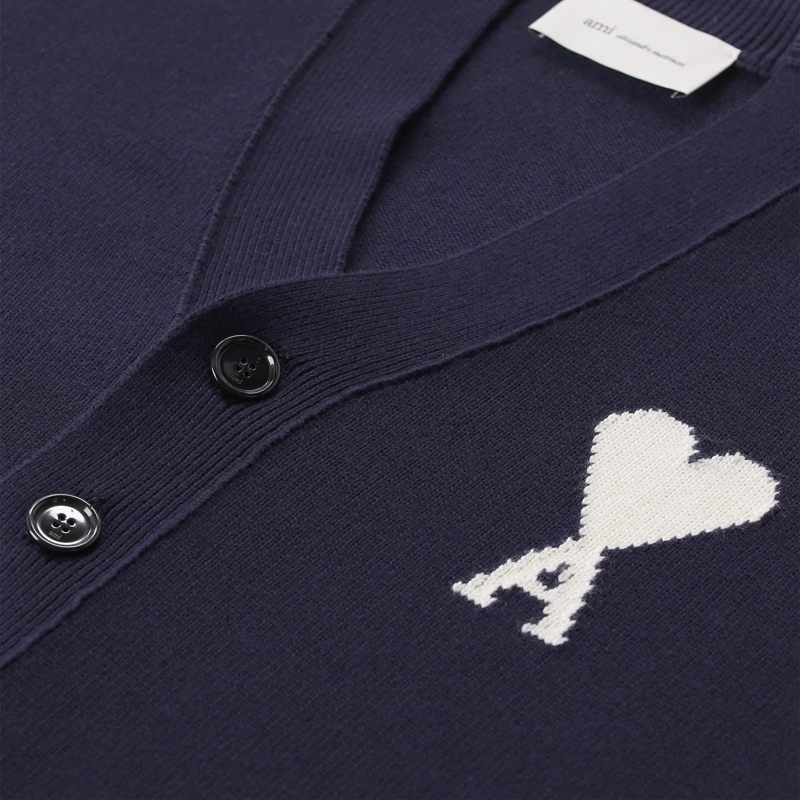 AMI Paris Strickjacke Cardigan mit Logo blau(Image 4)