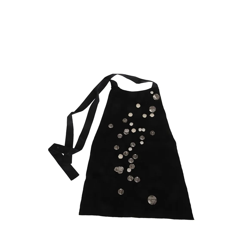 Maria Calderara Écharpe légère Black Wool Bib With Neck Strap Black