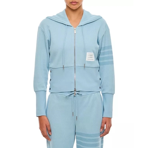 Thom Browne Blouson Zip Up Hoodie In Double Face Knit Blue 