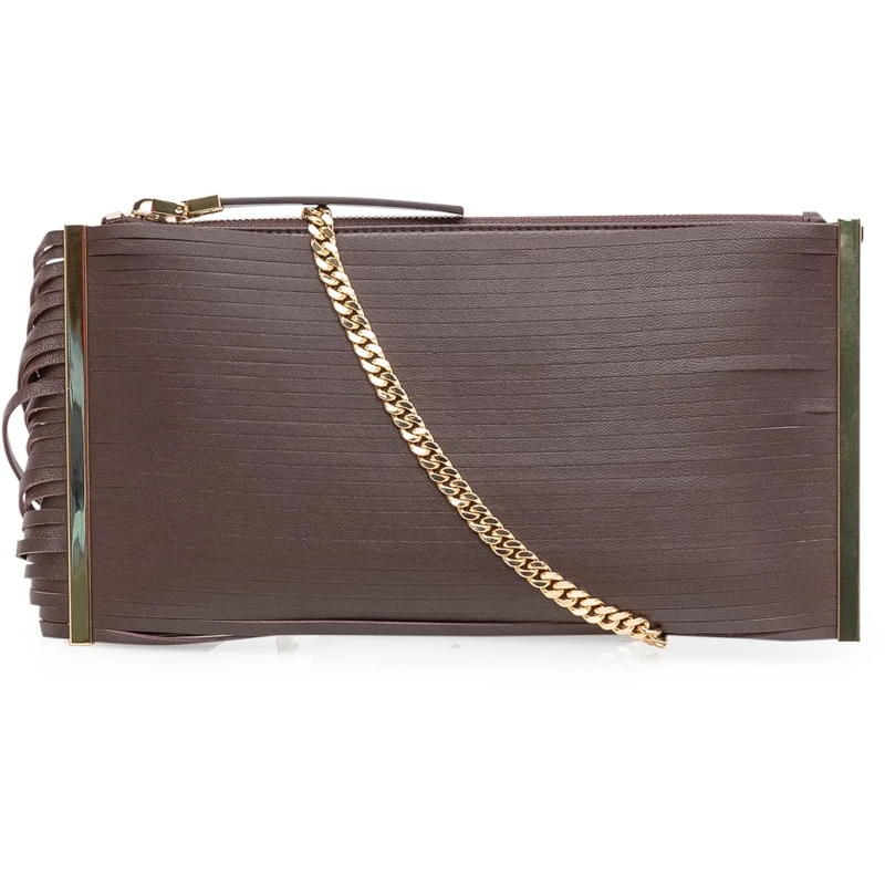 Elisabetta Franchi Clutch Pochette con Frange e Zip braun(Image 2)