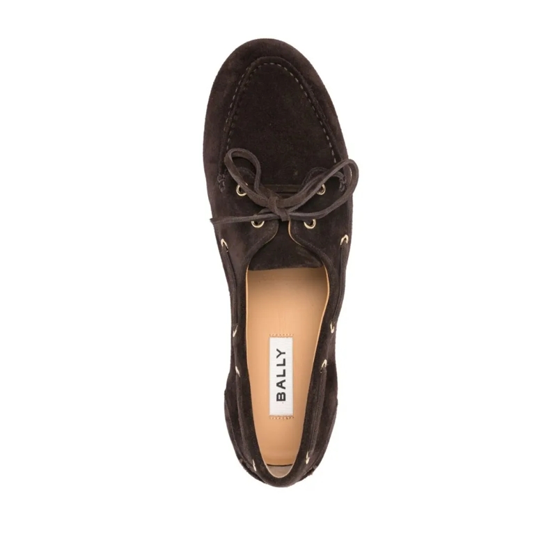 Bally Bootsschoenen Cedar Brown Suede Flat Shoes Black