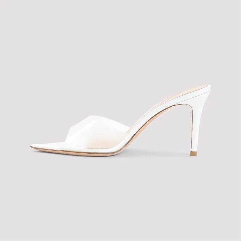 Gianvito Rossi Mules Elle 85 Pointed-Toe Mules White