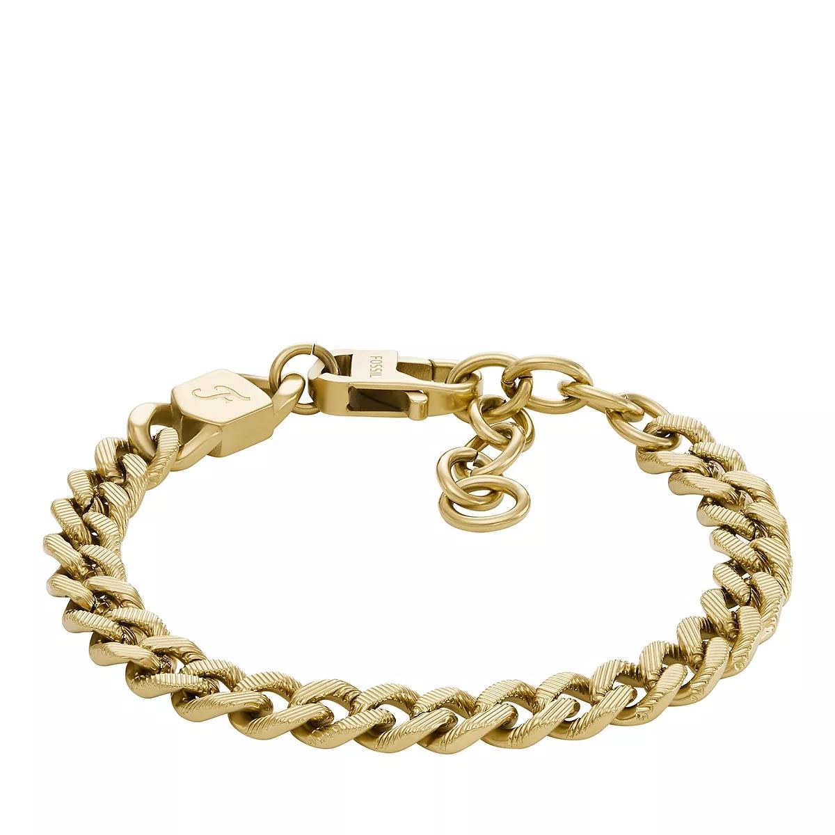 Fossil Harlow Linear Texture Chain Gold-Tone Stainless St Gold | Bracelet