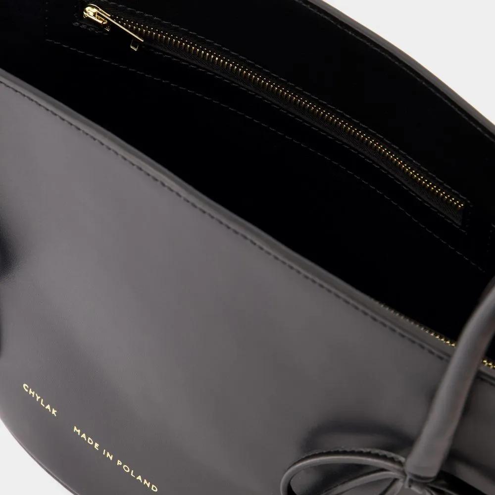 Chylak Totes & shoppers Small Shopper Bag With Bows Leather Black in zwart