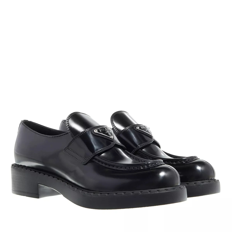 Prada Loafer Brushed Leather Loafers Black
