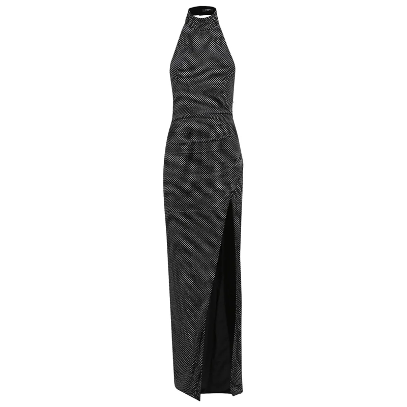 Balmain  Fitted Velvet Maxi Dress Black
