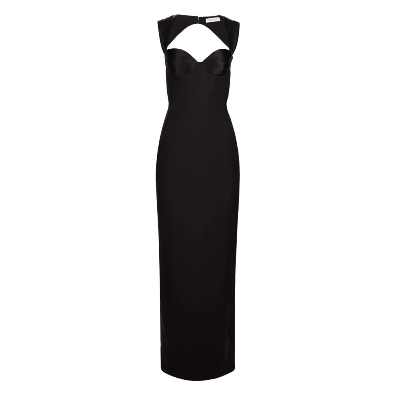 Nina Ricci  Long Fitted Dress With Open Back Black