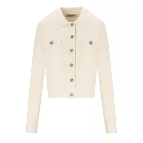 Twin-Set Off-White Cardigan With Logo Buttons Neutrals 