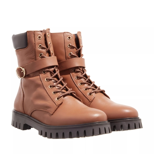 Tommy Hilfiger Buckle Lace Up Boot Natural Cognac Stiefelette