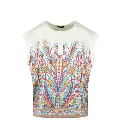 Etro Henley-Neck Printed T-Shirt White 