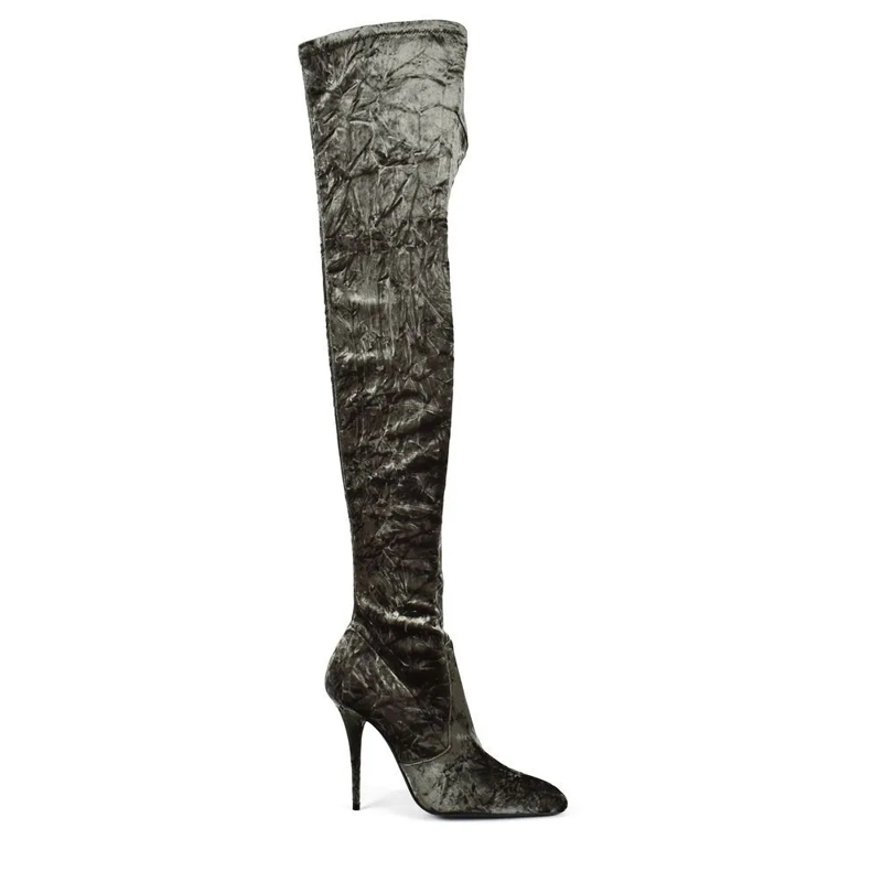 Saint Laurent Stiefel Talia Thigh-High Grey