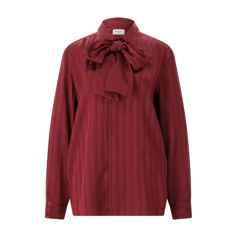 Saint Laurent Bluse Oversize-Bluse aus Seide rot